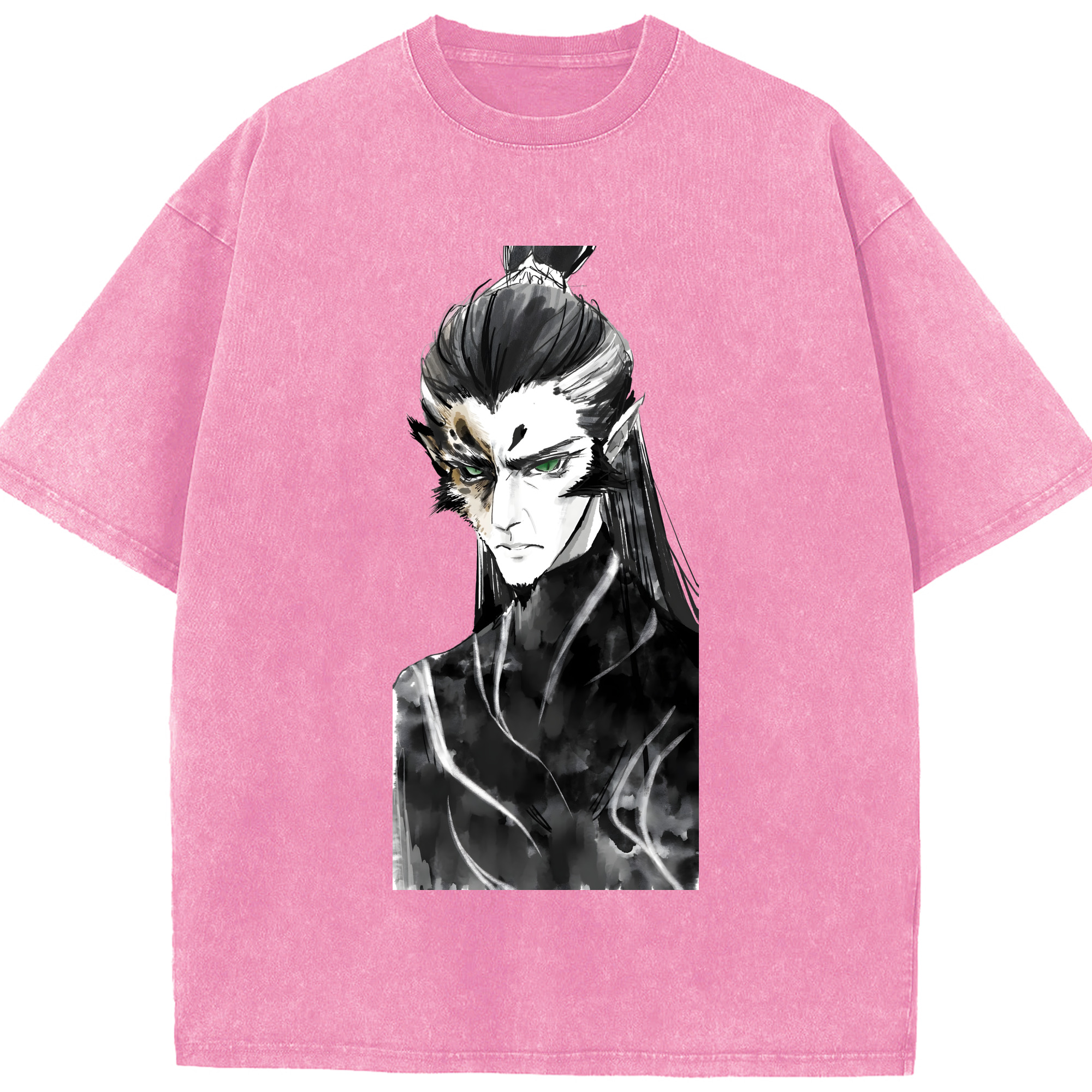 （画像用） Ne Zha 2 ナタ 魔童の大暴れ 綿100% ヴィンテージ風 半袖Tシャツ（フロントプリント）